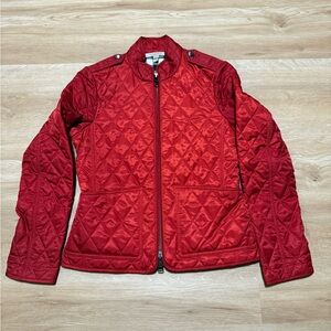 Burberry Brit Poppy Red Edgefield Quilted front zipper Jacket